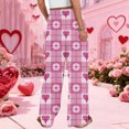 thumbnail image 6 of LWavelet Comfort Fabric Plaid Heart Wide Leg Pants Women Valentine's Day Casual Wear Purple Pink XL, 6 of 6