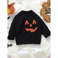 thumbnail image 3 of Toddler Baby Boys Girls Halloween Sweaters Pumpkin Face Long Sleeve Ribbed Knitted Pullover Fall Winter Clothes, 3 of 7