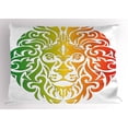 thumbnail image 1 of Rasta Pillow Sham Lion Portrait in Vivid Colors Portrait Head King of Jungle Image, Decorative Standard Size Printed Pillowcase, 26 X 20 Inches, Green Yellow Red and Orange, by Ambesonne, 1 of 2