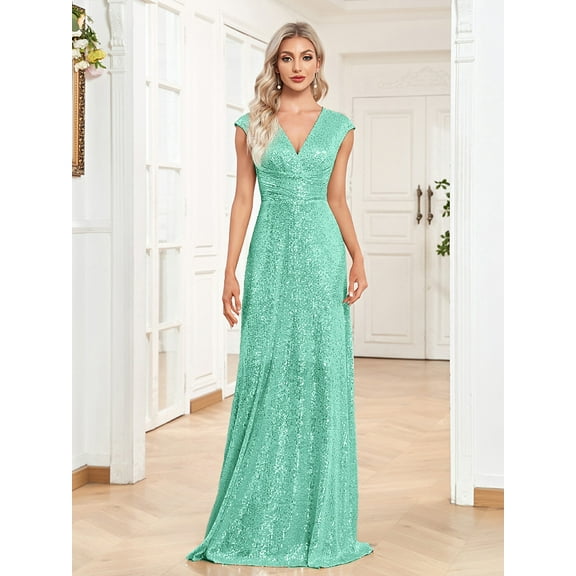 Wedding Dress Wedding Guest Dresses for Women sexy V-neck sequin floor-to-floor evening dress Elegant sleeveless party dress