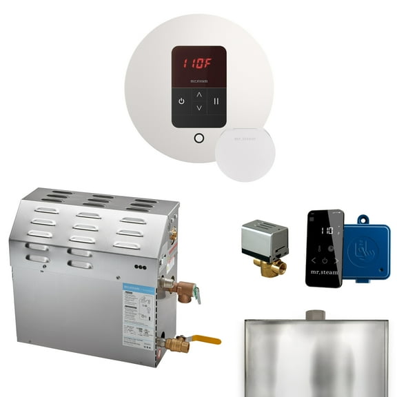 Mr Steam MS 6kW (6000W) Steam Shower Generator Package w/round iTempo Control in White