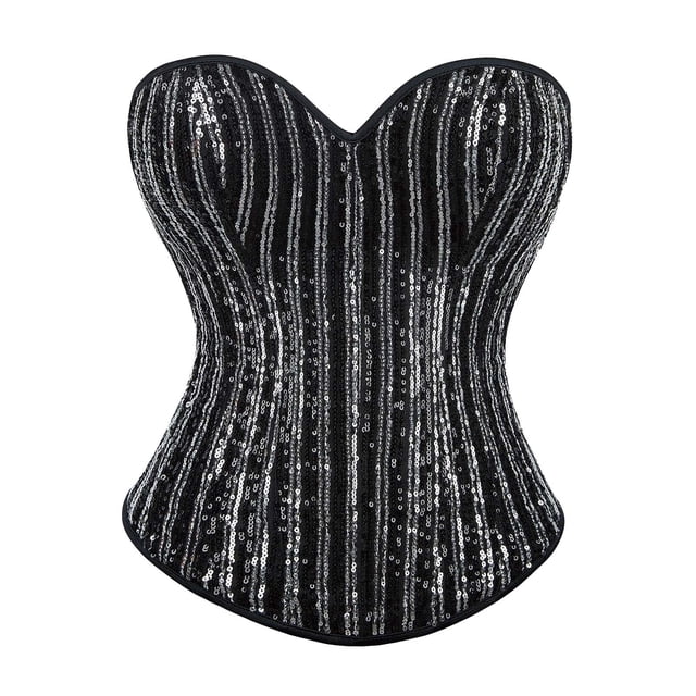 Hauts de Fête Grande Taille pour Femmes, Corset à Sequins Sans Bretelles, Dos Nu pour Sorties et Concerts