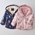 thumbnail image 2 of Zwiiyzr Toddler Kids Boys Girls Winter Coat Cute Print Fleece Lined Thick Casual Keep Warm Hooded Coat Jacket 3-14 Years Navy, 2 of 8