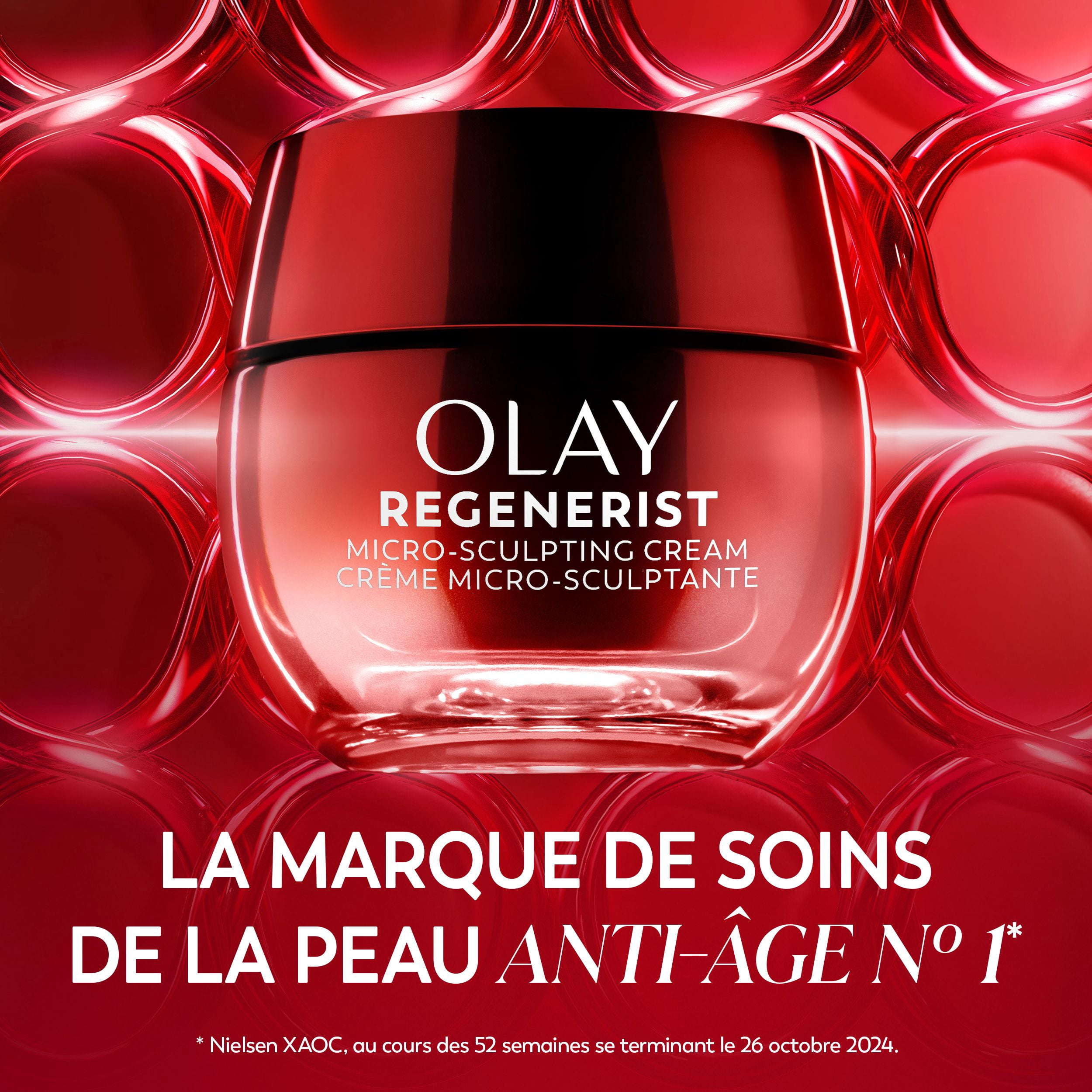 Crème pour le visage Olay, crème microsculptante hydratante pour le visage Regenerist, sans parfum – Hydratant, anti-âge, anti-rides, soins de la peau – Acide hyaluronique, niacinamide 50 mL