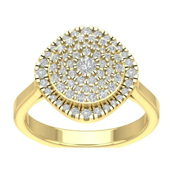 ARAIYA FINE JEWELRY 10K Yellow Gold Lab Grown Diamond Cluster Band Ring (3/4 cttw, D-F Color, VS Clarity), Size 7