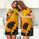 thumbnail image 4 of Easygdp Flower Bush Sunflower Camisón de manga corta para mujer, informal, estampado, 4 of 6