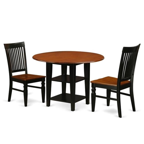 East West Furniture SUWE3-BCH-W 3 Piece Sudbury Set, Rich Black & Cherry
