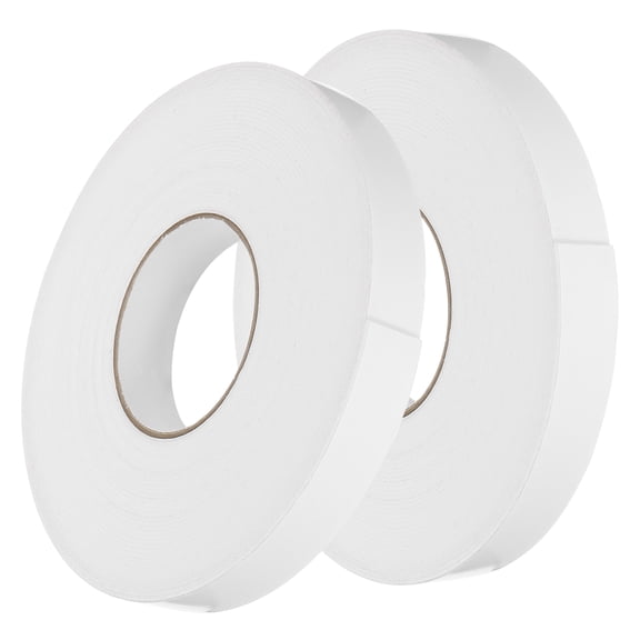 Uxcell 2pcs Rolls Double Sided Foam Tape PE Sponge Mounting Tape Strong Adhesive Tape Strips(White, 50ft x 1" x 1/16") for Paint Wall Hanging Poster Decor
