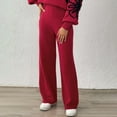 thumbnail image 2 of Telankuip Women's Merino Wool Knitted Pants Fall Winter High Waist Loose Wide Leg Stretch Casual Trousers Straight Soft Warm Comfortable Fall Winter Stylish Long Pants Red XL, 2 of 6
