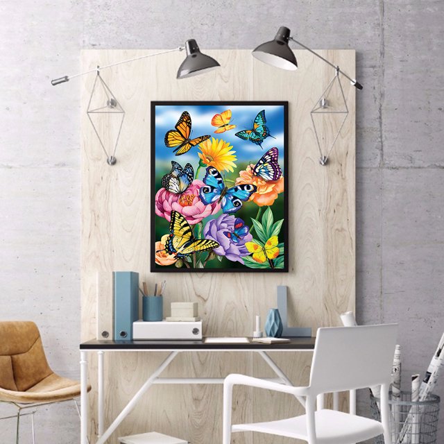 Cuadros Decorativos Kit de pintura de flores de mariposas sin marco por números DIY dibujo hecho a mano sobre lienzo Ndcxsfigh Nuevos Originales