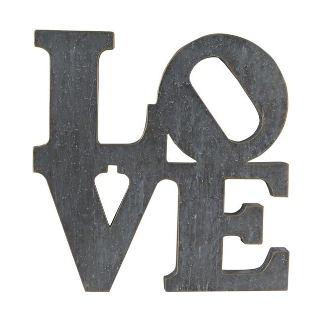 Cheungs 5006 Metal Wall Sign - Love - White Washed Gray Finish