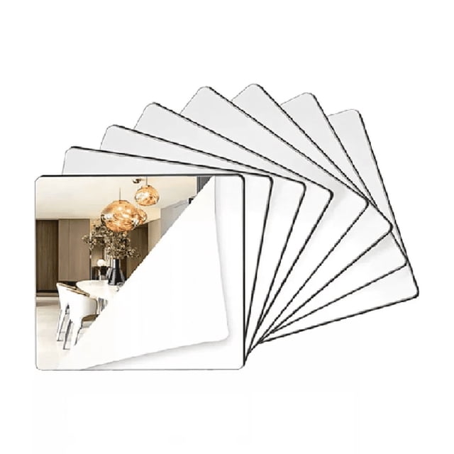 Espejos Cuadrado Decorativo Pared Autoadhesivos 20*20cm 8pcs plata