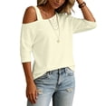 thumbnail image 5 of TGSLY Asymmetric One Shoulder Tops for Women Lightweight Thin V Neck Solid Color Blouses Relaxed Dressy Casual Half Sleeve T-Shirts L, 5 of 8