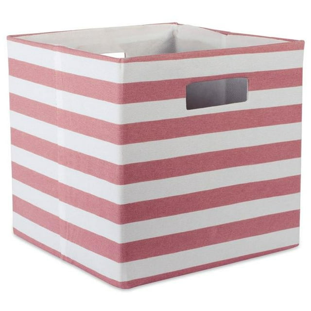 Design Imports CAMZ37906 Cube de Rangement Carré en Polyester à Rayures 13 x 13 x 13 Po. , Rose