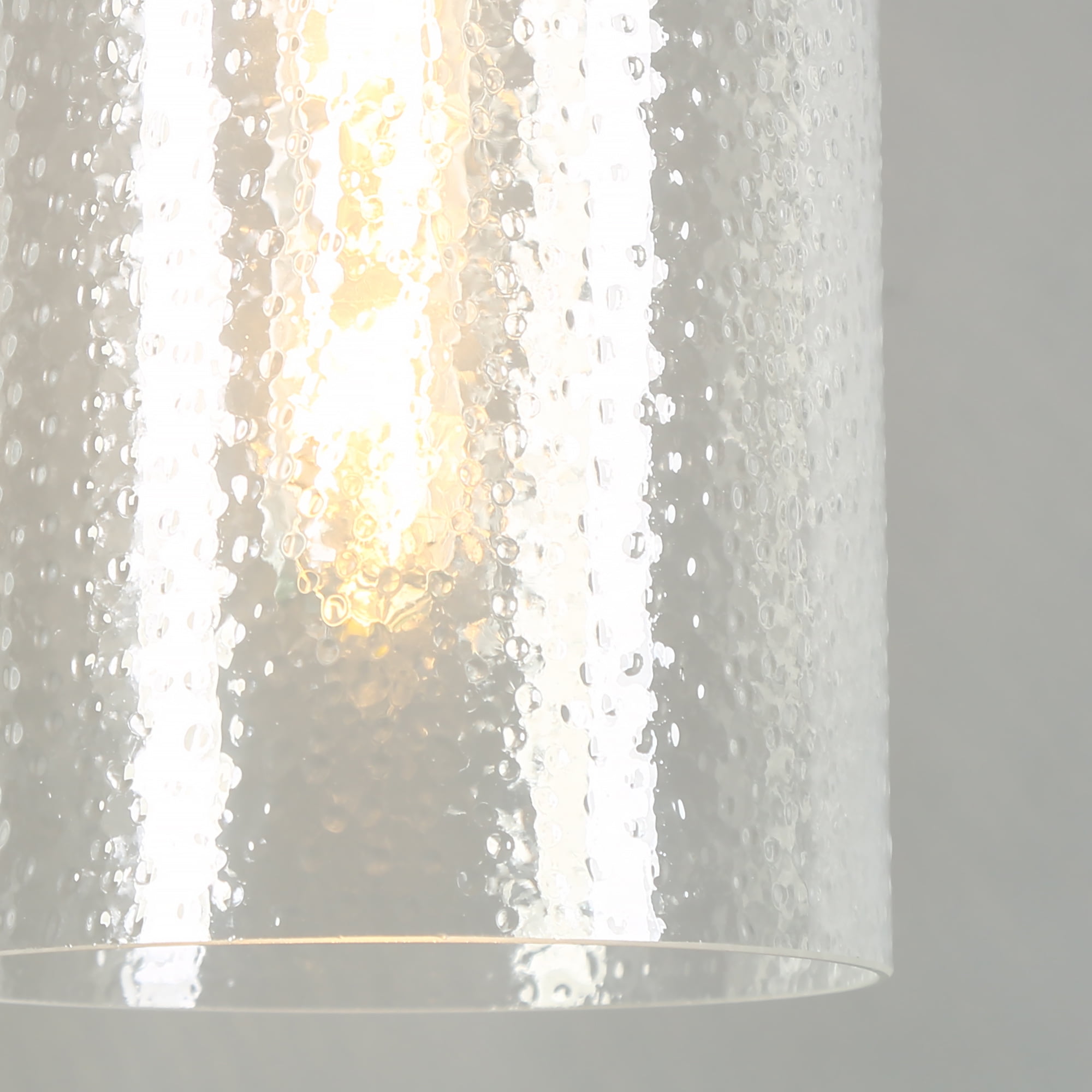 LNC Matte Black Modern/Contemporary Seeded Glass Cylinder LED Mini Hanging Pendant Light
