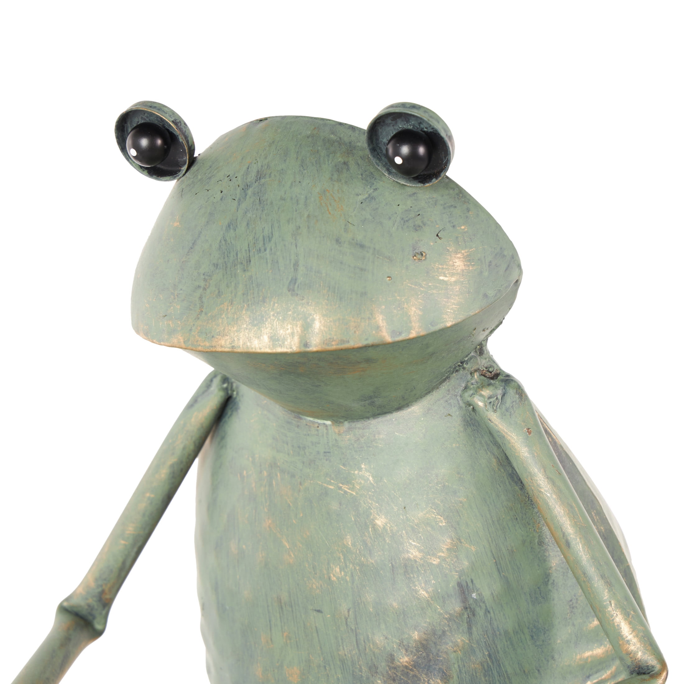 DecMode 19" On Bicycle Frog Garden Sculpture with Gold Accents