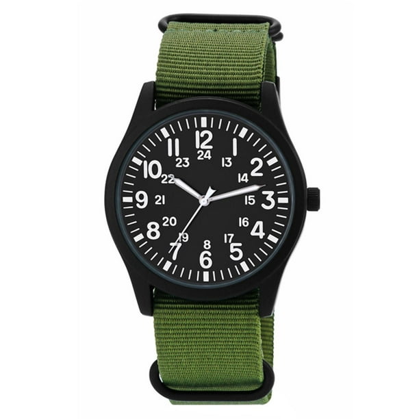Reloj de cuarzo para hombre con correa de nailon, movimiento de cuarzo analógico para un estilo casual sencillo. Verde
