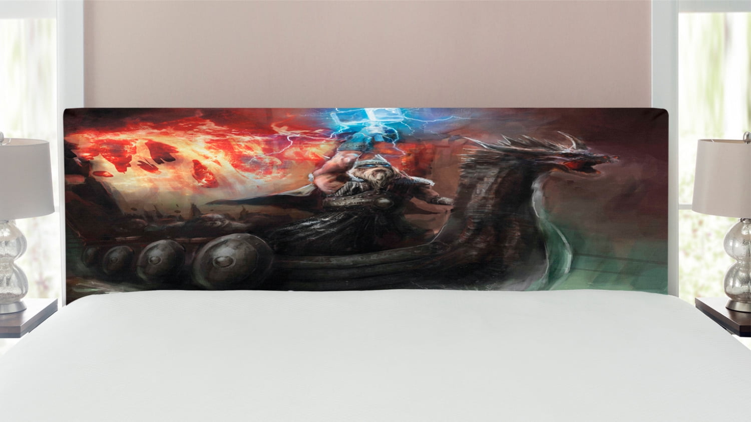 Dragon Headboard, Imaginary Wrath of Vikings Royal Boat Animal Head