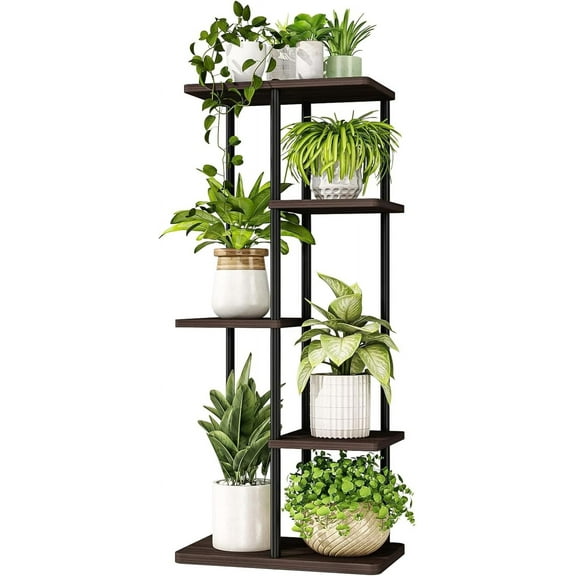 Bamworld Corner Plant Stand Indoor 5 Tier Metal Plant Shelf Black Plant Stands for Multiple Plants Small Plants Pots Flower Stand Pot Holder for Patio Garden Corner Balcony Living Room Narrow
