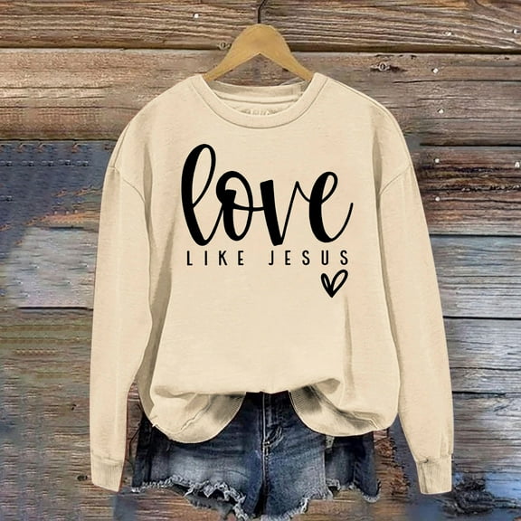 Brilliant Valentines Sweater Women Women's Christmas Printed Round Neck Long Sleeves Top Loose Fitting Sweater New(Beige,M)