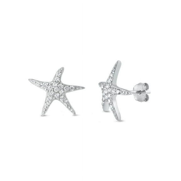Starfish Earrings, Sterling Silver 925, Ocean Theme Jewelry