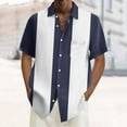 thumbnail image 2 of Lycaql Hawaiian Shirt for Men Mens Vintage Bowling Shirts 1950s Casual Short Sleeve Button Up Contrast Shirt Summer Color Block Cuban Shirts(Navy,XL), 2 of 4