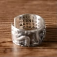 thumbnail image 5 of EOEMY Real Pure S925 Sterling Silver Band Men Gift 13mm Carved Sutra Dragon Open Ring, 5 of 8