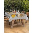 thumbnail image 3 of Outdoor Tablecloth with Umbrella Hole for Patio/Picnic/Party/Camping, Daisy Flower Waterproof Table Cloth Rectangle Table Cover Washable, Yellow Gray Floral Minimalist White Bricks (52"x 70"), 3 of 9