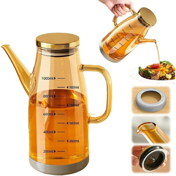 32oz Oil Dispenser Bottle with Drip Free Spout, Olive Oil Dispenser Bottle Oil Dispensing Bottles for Cooking, No Drip Oil Dispenser for Kitchen, Barbecue, Air Fryer, Salad, Frying