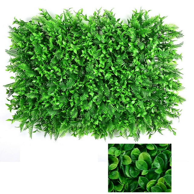 Panel de pared de setos de boj artificial - Decoración mural de plástico verde de PE de 40x60cm para interior/exterior, césped artificial lavable para vallas, puertas e interior