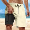 thumbnail image 2 of VNKIDY Men's Beach Shorts Summer Color Block Stripe Print Swim Trunks With Built-In Liner Elastic Drawstring Waist Quick Dry Shorts For Beach Vacation Wear Versatile Bottoms, 2 of 4