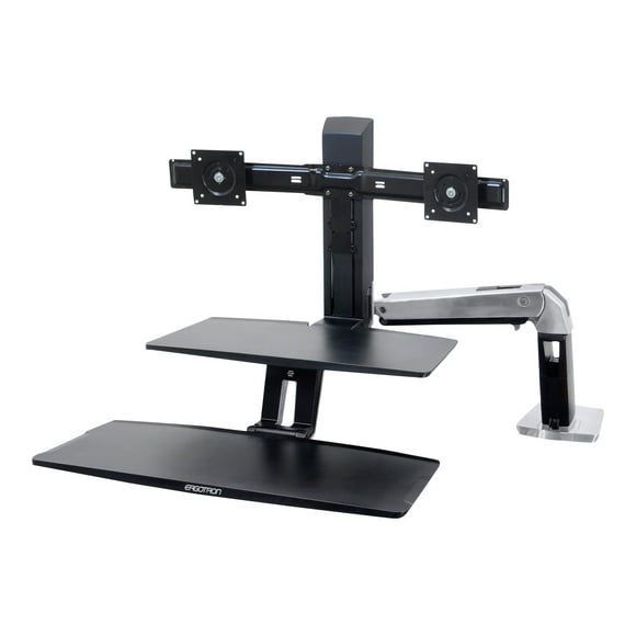 Ergotron WorkFit-A Dual Workstation With Suspended Keyboard - Standing desk converter - polished aluminum, black
