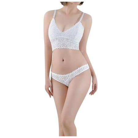 

BIZIZA Bras for Women Underwear Bralette Everyday Lace Push Up Sexy White L