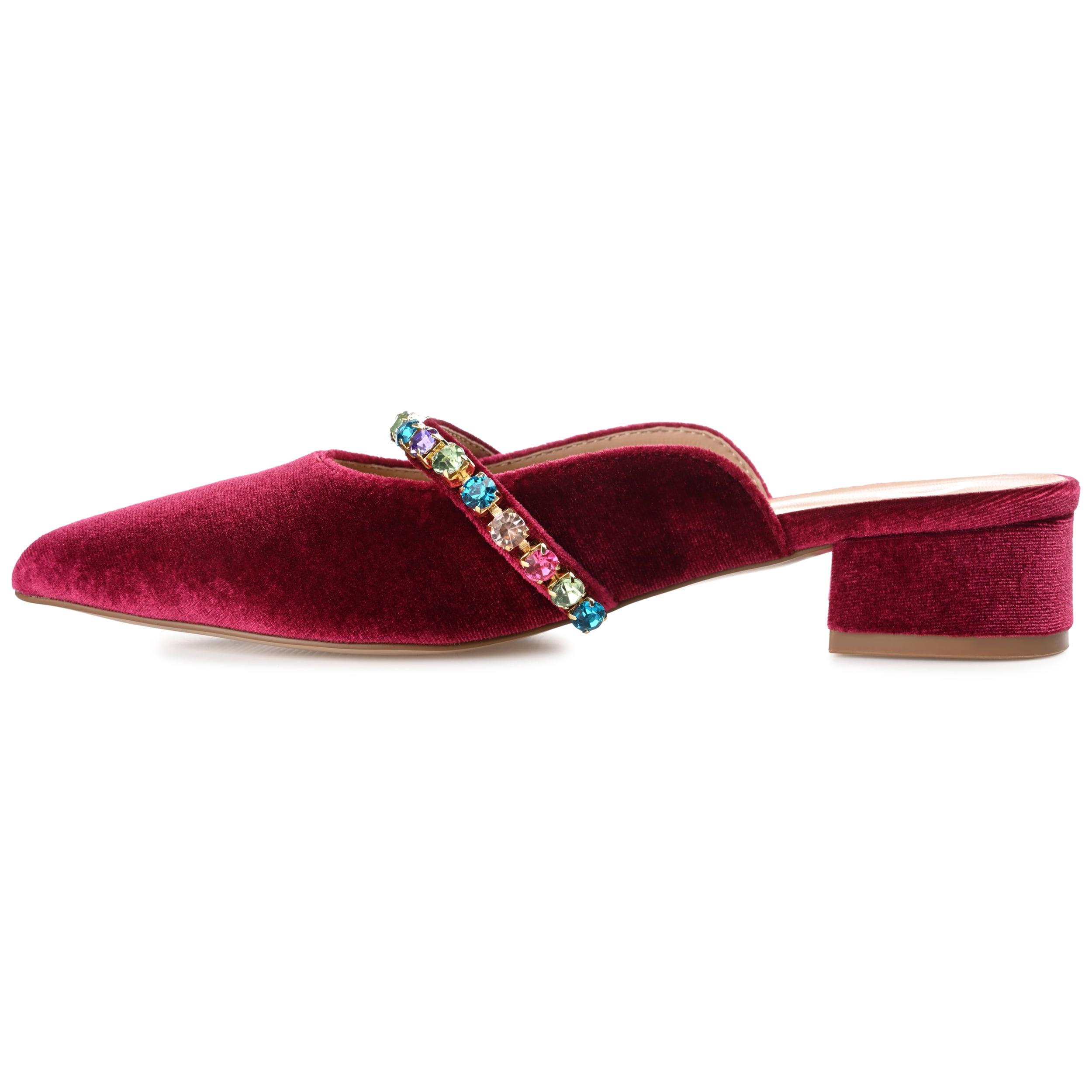Journee Womens Jewel Mules Pointed Toe Slip On Evening Dress Flats