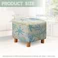 thumbnail image 3 of SCRAWLGOD Coral Starfish Print Blue Beige Ottoman Cover Square Ottoman Covers Washable 13x13x15 Inch Slipcover for Living Room, Storage Footstool Furniture Protector for Dogs, Pets, 3 of 7