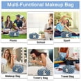 thumbnail image 6 of YOOLIFE Checkered Makeup Bag Initial Cosmetic Bags for Women, Small Travel Toiletry Bag Travel Makeup Bag Skincare Bag, Denim Blue Jean Make up Bag for Women Her Mom Wife Girlfriend Sister, 6 of 7