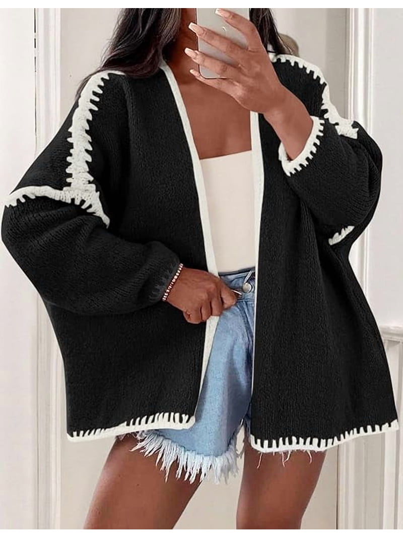 Women's Long Lantern Sleeve Open Front Lightweight Knit