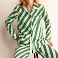 thumbnail image 5 of QNANSPI Pajama Sets for Women, Womens Long Sleeve Pajama Sets, Womens Stripe Collared Long Sleeve Cozy Sleepwear Pajama Outfit, 5 of 5