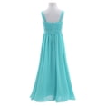thumbnail image 3 of ranrann Kids Big Girls Ruching Bust Junior Bridesmaid Chiffon Dress Wedding Maxi Gown Sky Blue 16, 3 of 6