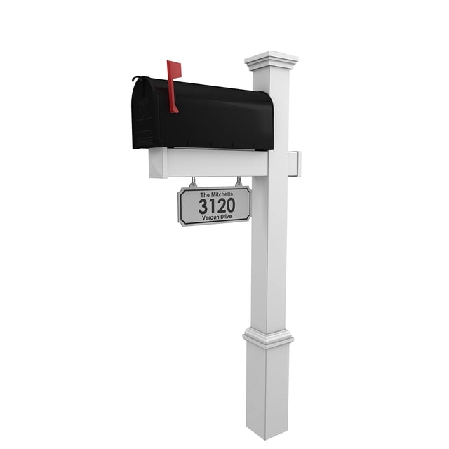 Sistema de Poste para Buzón 4Ever Products de Vinilo con Buzón Negro de Acero