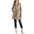 thumbnail image 2 of INSPIRE CHIC Pea Coat for Women's Peter Pan Collar Double Breasted Slant Pocket Button Down  Belted Winter Coats XL Light Brown, 2 of 5