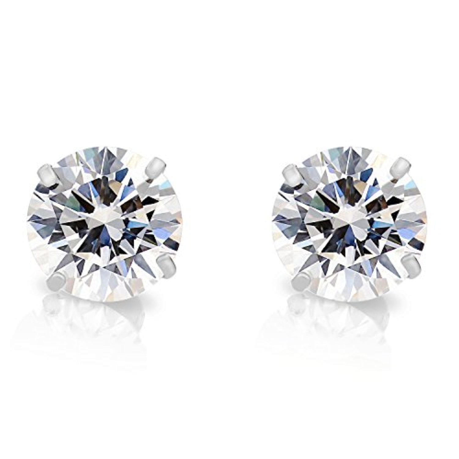 Art and Molly - 14k White Gold Round Cubic Zirconia Stud Screw Back ...