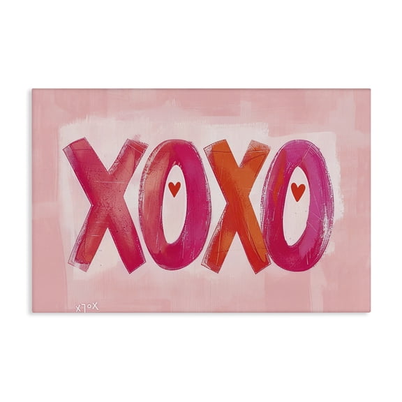 Stupell Industries Art Deco Pink XOXO with Hearts Canvas Art, 24 x 16, by LSR Design Studio