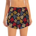 thumbnail image 2 of KLL Vintage Card Pattern Shorts Women,Athletic Shorts High Waisted Running Shorts Pocket Sporty Short Gym Elastic Workout Shorts-Medium, 2 of 7