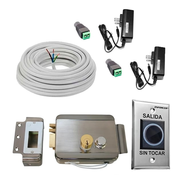 Kit De Cerradura Chapa Electrica Boton Sin Contacto Cable