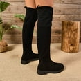 thumbnail image 4 of Pandaie Women's Suede Over The Knee Thigh High Boots Platform Stretch Riding Long Boot Chunky Heel Round Toe Winter Walking Dress Shoes Black 6, 4 of 8