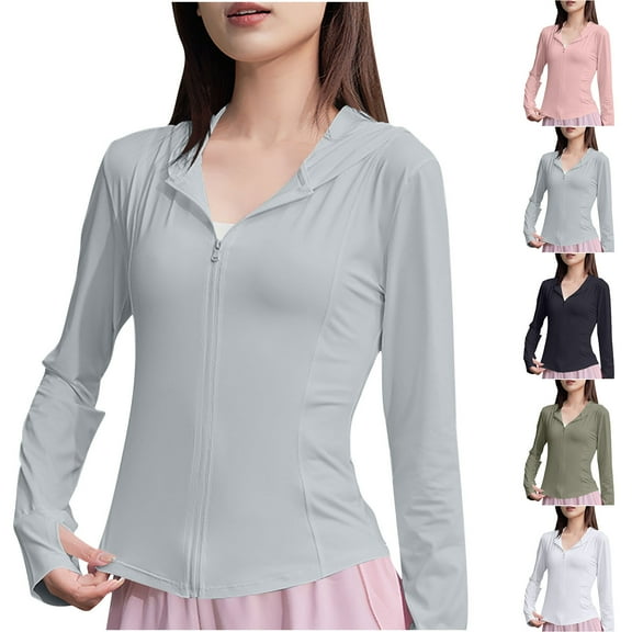 Bovxnpu Women's Long Sleeve Sun Protection Shirts, Lightweight Womens Activewear Breathable Sunscreen Workout Tops, Women Detachable And Windproof Thick Three-in-one Outdoor Sports Warm S