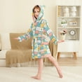thumbnail image 2 of FORMRS Niños Bathrobe Unisex Hooded Robe Soft Plush Pajamas Sleepwear, Size 2-3T, Daisy Mosaic, 2 of 7