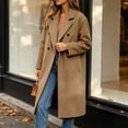 thumbnail image 6 of Vixolx Winter Peacoat for Women Fashion Notched Lapel Collar Double Breasted Woolen Coat with Side Pockets Solid Long Sleeve Overcoat, 6 of 9