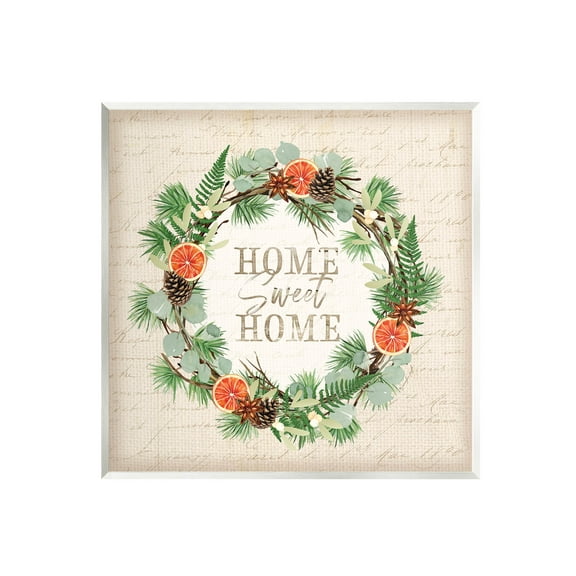 Stupell Industries Sweet Home Seasonal Wreath Graphic Art Unframed Art Print Wall Art, Design by Jennifer Pugh